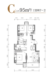 龙湖春江悦茗3室2厅1厨1卫建面95.00㎡