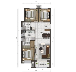 远洋·万和四季3室2厅1厨2卫建面108.00㎡