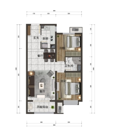 远洋·万和四季2室2厅1厨1卫建面86.00㎡