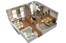 建投福美国际公寓56平1室户型