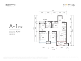 融创·时代中心3室2厅1厨1卫建面90.00㎡