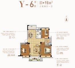 嘉泰·翡翠城3室2厅1厨1卫建面98.00㎡