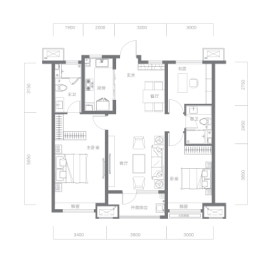 融创融公馆3室2厅1厨2卫建面122.00㎡