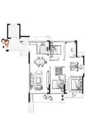 融信碧桂园金地国贸·九棠4室2厅1厨2卫建面118.00㎡