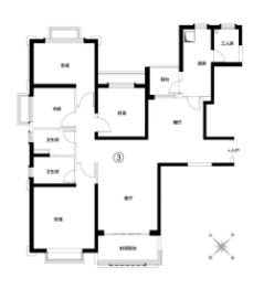 恒大中央广场5室2厅1厨2卫建面130.00㎡