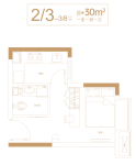 2号楼建面约30㎡户型