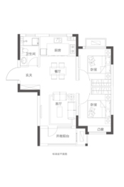 鲁能胜地2室2厅1厨1卫建面70.00㎡