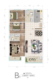 西固人家御园3室2厅1厨2卫建面123.07㎡