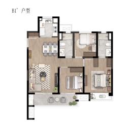 保利融侨时光印象3室2厅1厨2卫建面110.00㎡