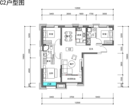 上河郡 澜岸3室2厅1厨2卫建面123.69㎡