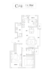 保利·翰林苑3室2厅1厨2卫建面98.00㎡