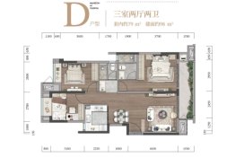 融信海月渝州3室2厅1厨2卫建面98.00㎡