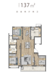 九龙仓逅湾雅苑4室2厅1厨2卫建面137.00㎡