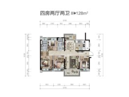 美的未来中心丨海棠公馆4室2厅1厨2卫建面128.00㎡