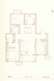 万科公园大道3室2厅1厨2卫建面119.00㎡