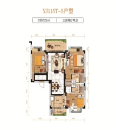 洪江碧桂园3室2厅2卫建面122.00㎡