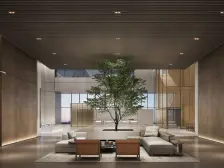 江北嘴公园里玻璃加铝扣板朝南看来福士、朝天门大桥