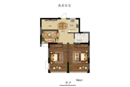 文创首府2室2厅1厨1卫建面94.00㎡