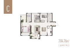 高盛·平沙上院3室2厅1厨2卫建面104.76㎡