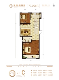 凯德翡丽湾2室2厅1厨1卫建面77.00㎡