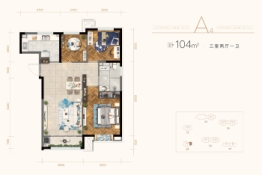 绿地空港·西斯莱公馆3室2厅1厨1卫建面104.00㎡