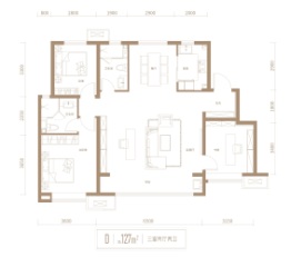 融创观澜壹號3室2厅1厨2卫建面127.00㎡