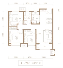 融创观澜壹號3室2厅1厨1卫建面99.00㎡