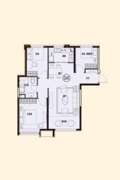 恒大时代广场3室2厅1厨1卫建面107.00㎡