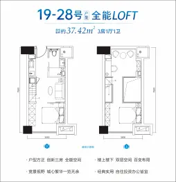 中天·星耀城3室1厅1厨1卫建面37.42㎡