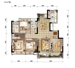 中建锦绣天地3室2厅1厨2卫建面126.00㎡