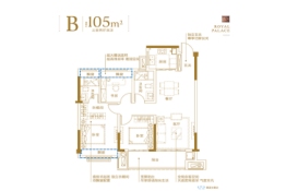 新华御府3室2厅1厨2卫建面105.00㎡