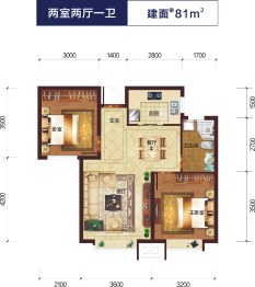 玺园·青云府2室2厅1厨1卫建面81.00㎡