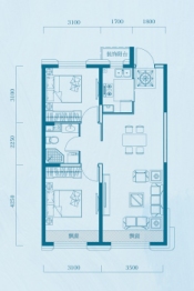 高新君園2室2厅1厨1卫建面79.00㎡