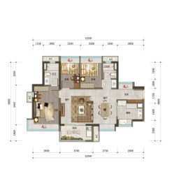 万科·万荟花园（东部万科城）3室2厅1厨2卫建面95.00㎡