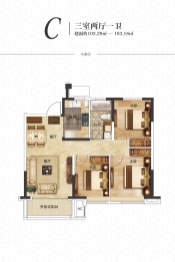 珍宝岛·健康城3室2厅1厨1卫建面102.29㎡