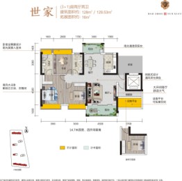 道州云溪府4室2厅1厨2卫建面128.00㎡