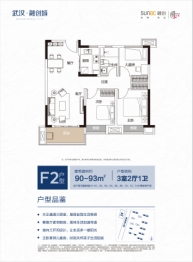 武汉融创城3室2厅1厨1卫建面90.00㎡