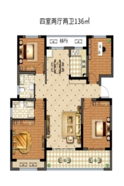万盛荣城4室2厅1厨2卫建面136.00㎡