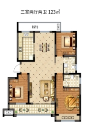 万盛荣城3室2厅1厨2卫建面123.00㎡