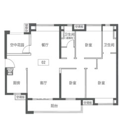 保利·和悦华锦4室2厅1厨2卫建面128.00㎡