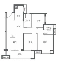 保利·和悦华锦3室2厅1厨2卫建面98.00㎡