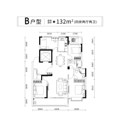 金基·芳华4室2厅1厨2卫建面132.00㎡