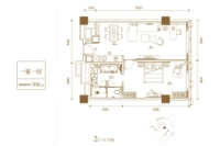 建面106㎡一室一厅户型