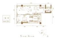 建面129㎡一室一厅户型