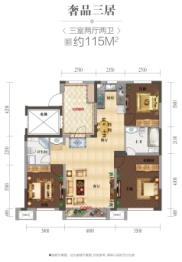 广泽九溪红府3室2厅1厨2卫建面115.00㎡