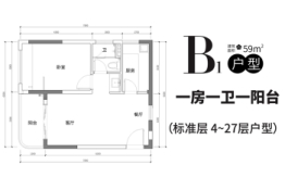 恩平泉林黄金小镇1室1厅1厨1卫建面59.00㎡