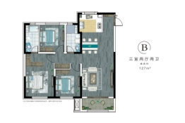 保利天悦二期3室2厅1厨2卫建面127.00㎡