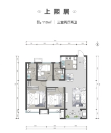 保利滨河上院3室2厅1厨2卫建面110.00㎡