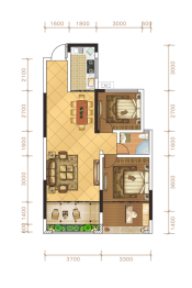 湘江学府2室2厅1厨1卫建面79.00㎡