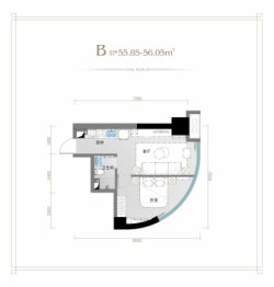 辰宇星辰荟1室1厅1厨1卫建面55.85㎡